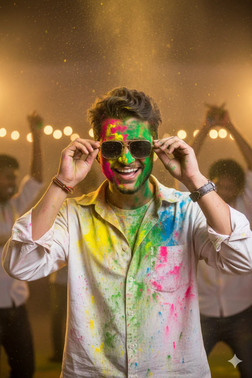 Holi 2026 Special: Neon Color Explosion Studio AI Prompts for Men