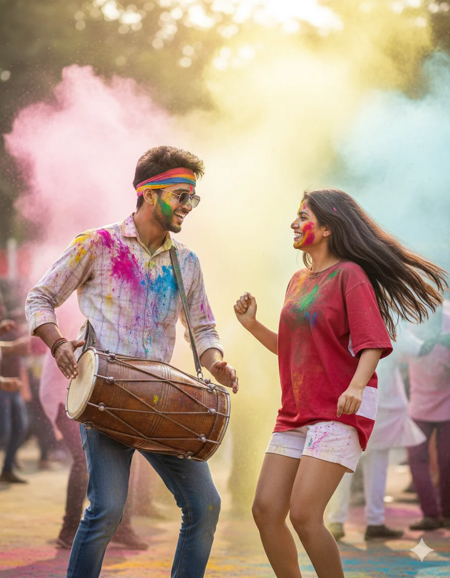 Holi 2026 Special Dhol Dance & Urban Style Couple AI Prompts For Instagram