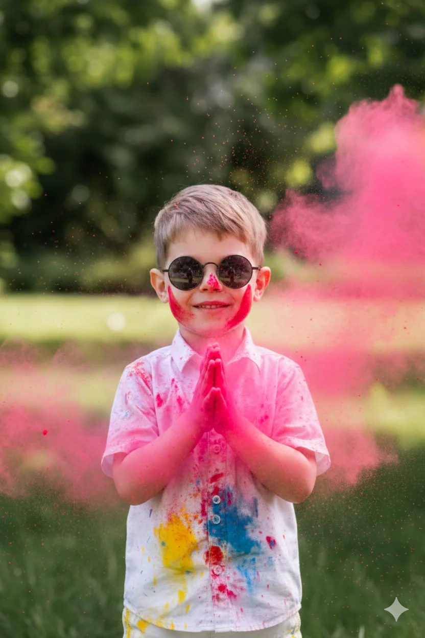 Holi 2026 Special Kid's Namaste & Neon Powder Splash AI Prompts