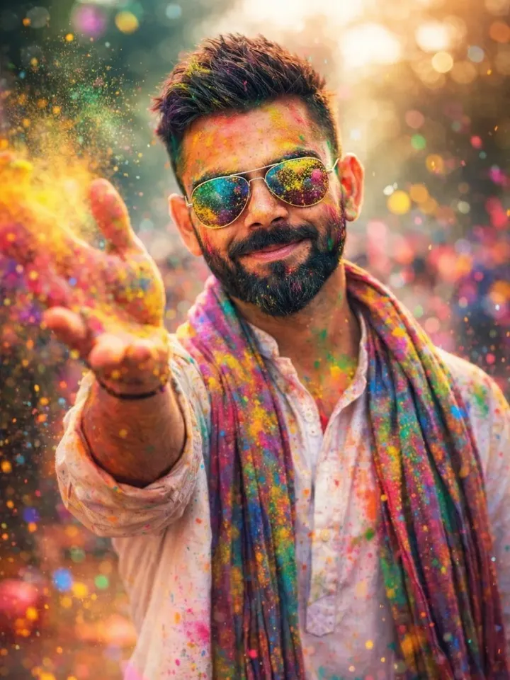 Holi 2026 Special White Kurta & Dynamic Color Dust AI Prompts