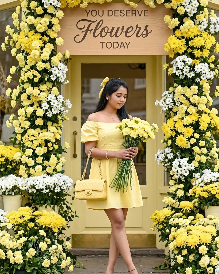 Aesthetic Yellow Flower Shop Gemini AI Prompt Nano Banana AI Prompts for 8K Portraits