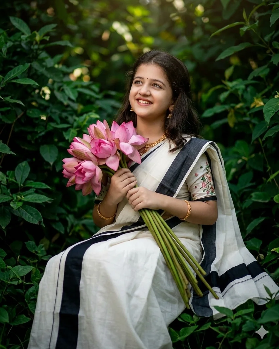 Traditional Saree & Lotus Flower AI Prompt Nano Banana AI Prompts for 128K Portraits