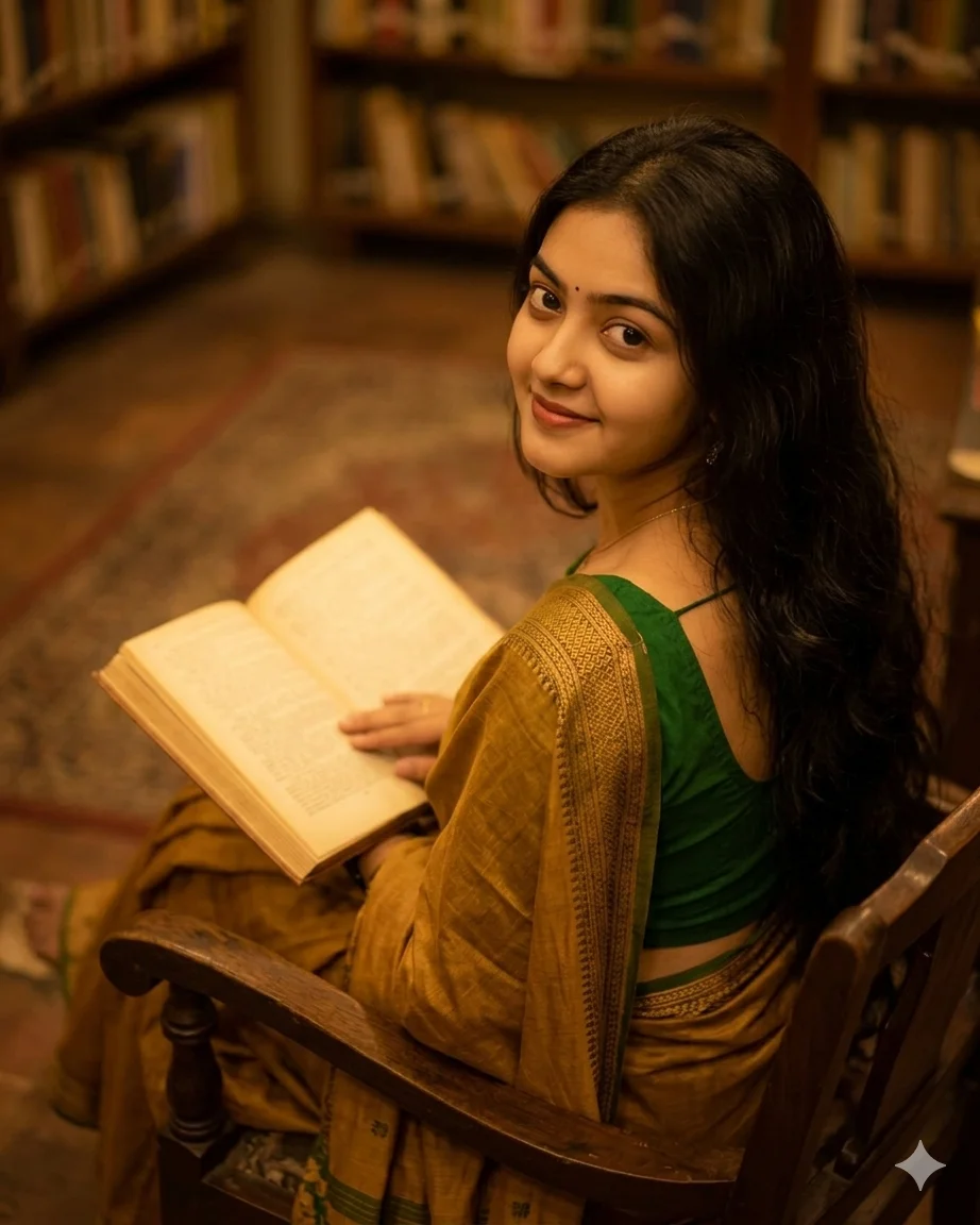 Over-the-Shoulder Saree AI Prompt Nano Banana AI Prompts for Reading Portraits