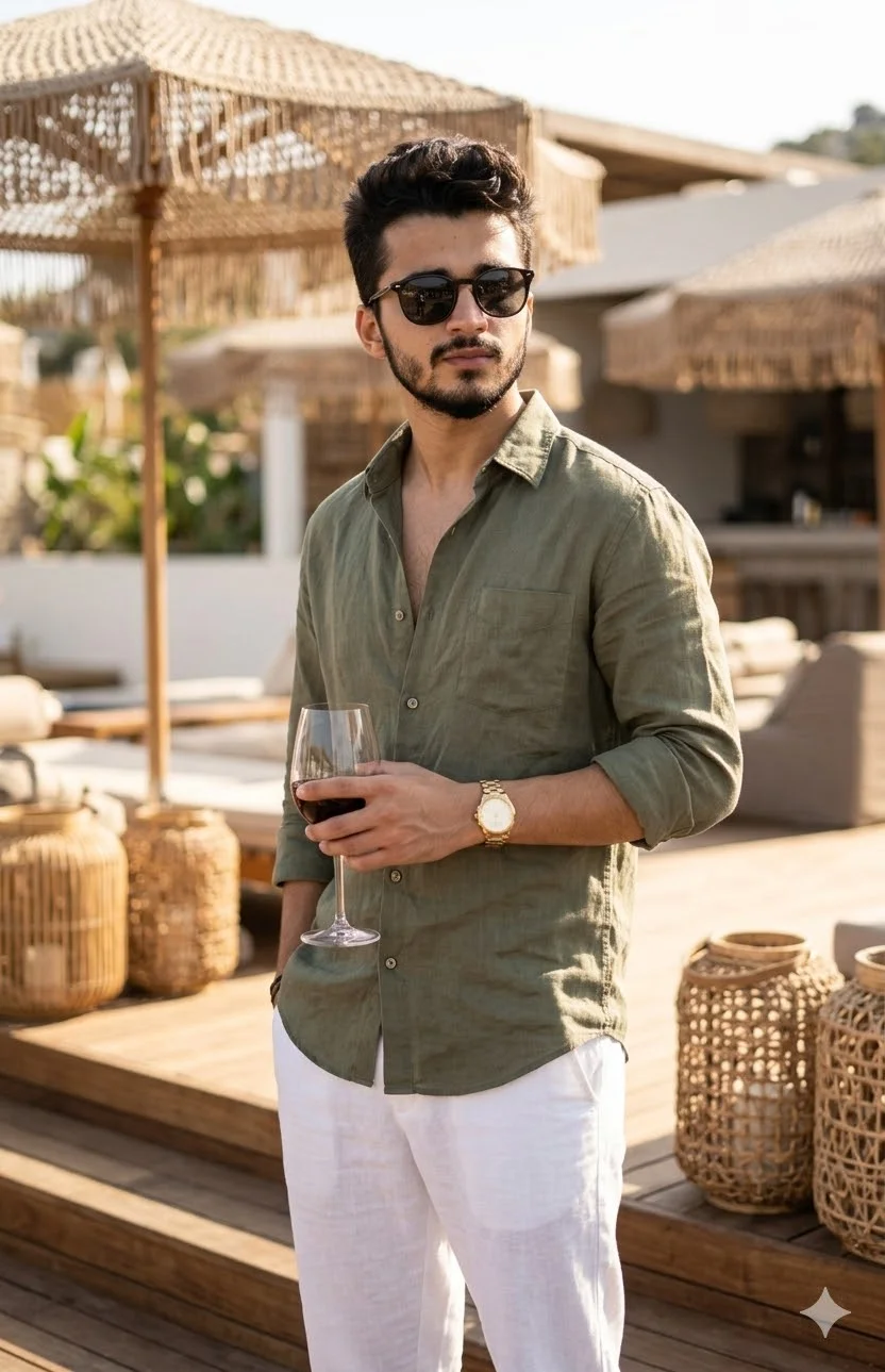 Luxury Resort Style AI Prompt Nano Banana AI Prompts for Men's Linen Look