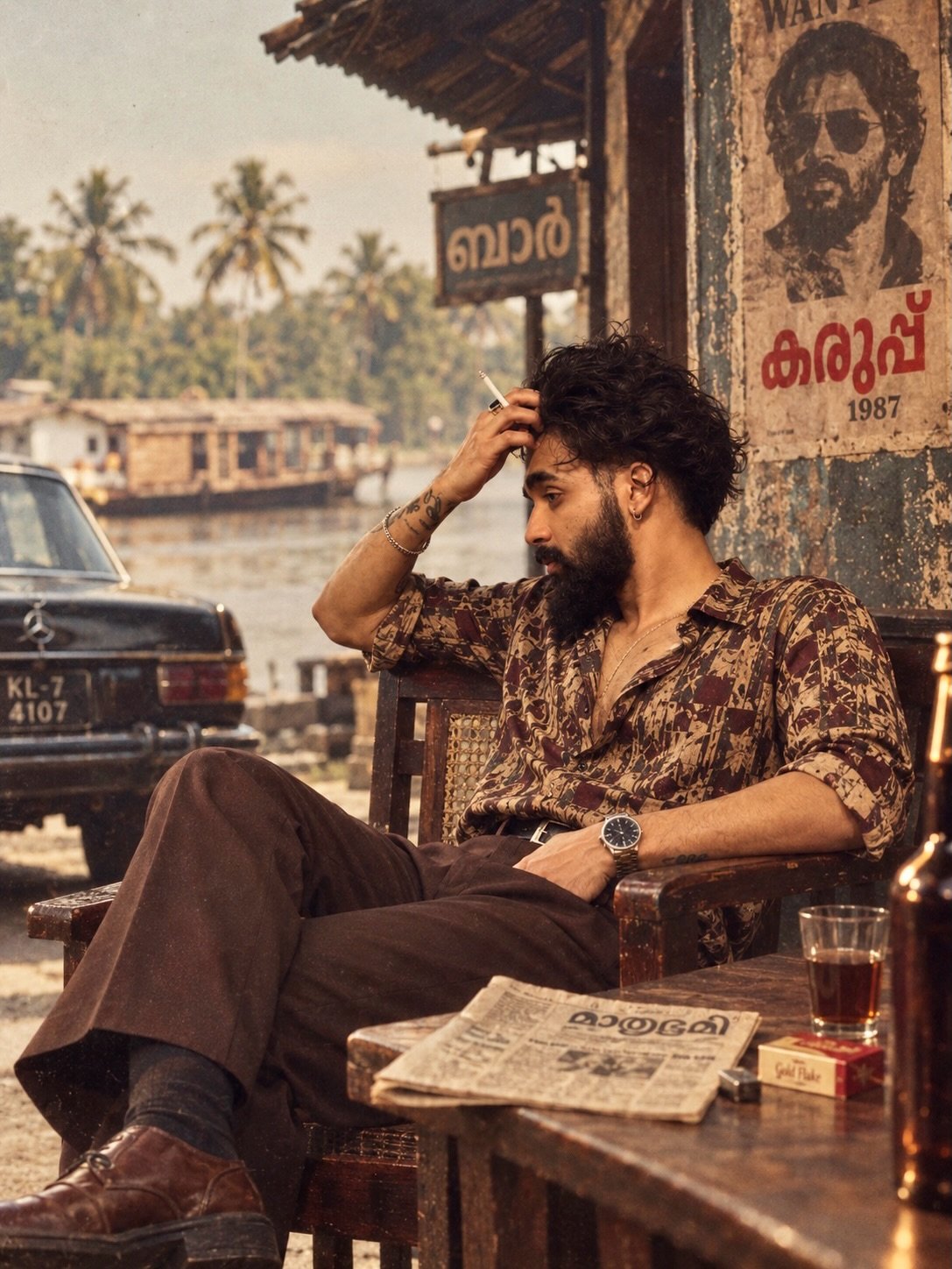 Viral 1980s Vintage Kerala Backwaters Male AI Prompt