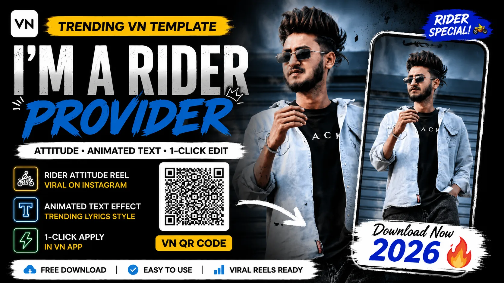 I'm A Rider Provider Viral VN Template QR Code Download 2026 | Insta Viral