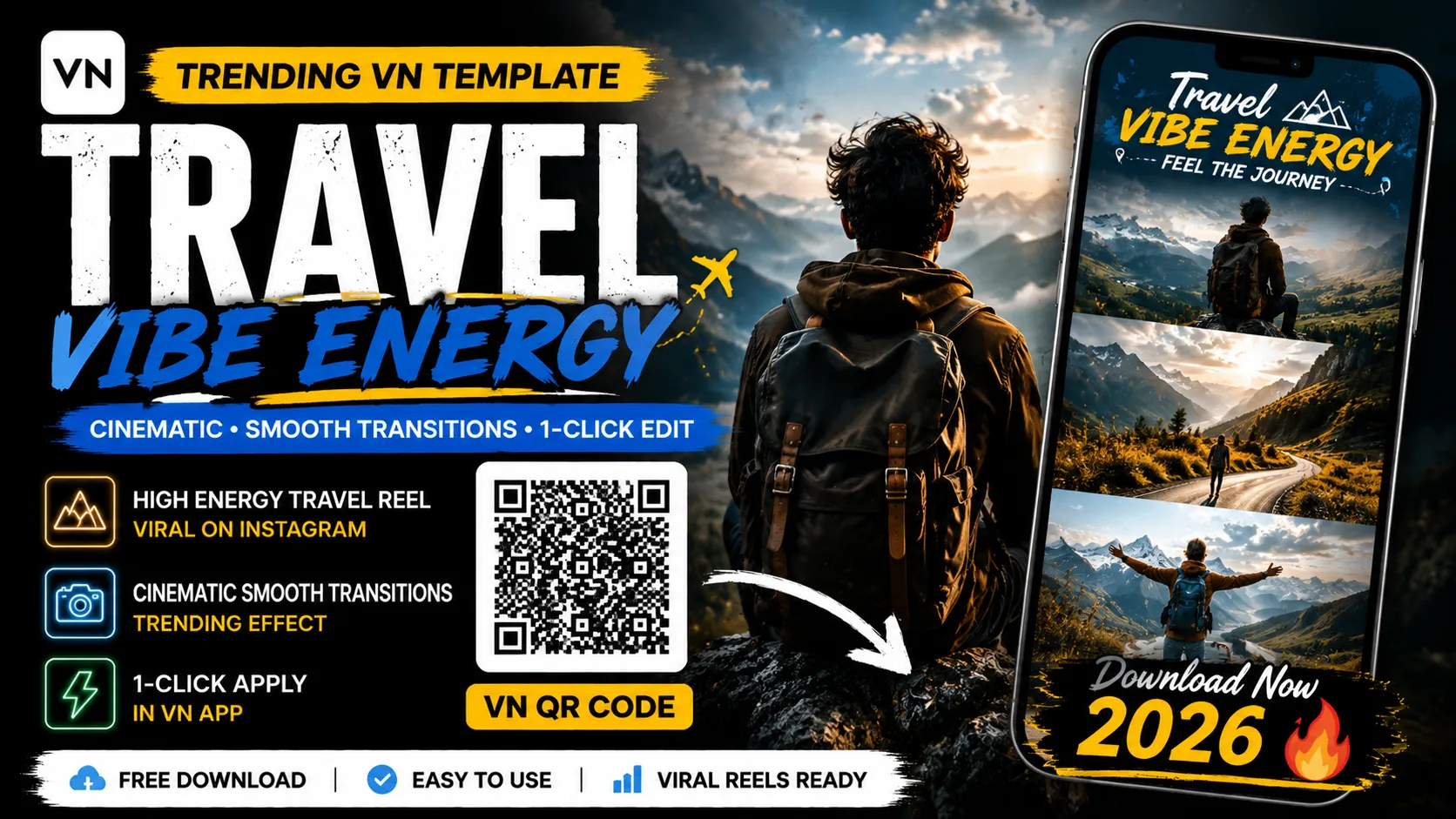 Travel Vibe Energy VN Template QR Code Download 2026 | Ultimate Journey Edit
