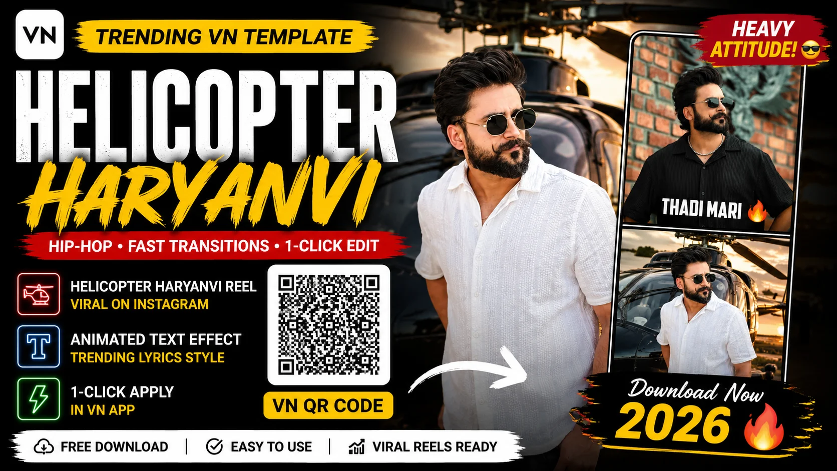 Viral Song Helicopter Haryanvi VN Template QR Code Download 2026