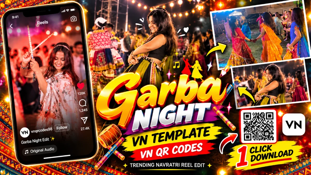 Garba Night Festival VN QR Codes Download 2026 | Trending Navratri Vn Template