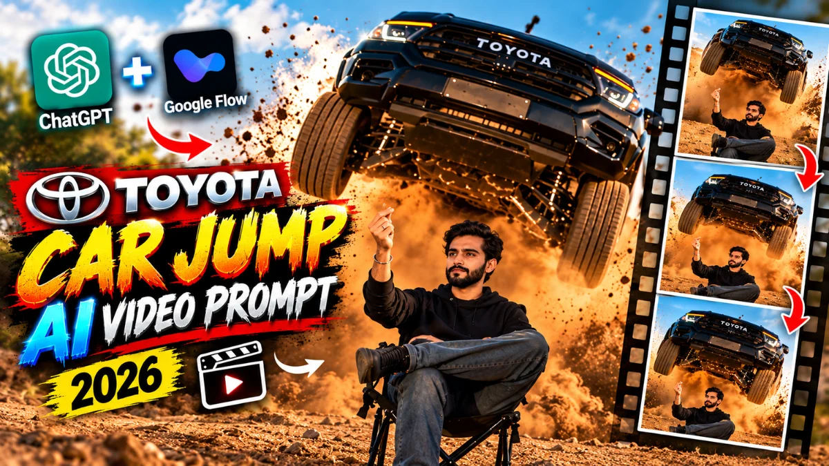 Instagram Viral Toyota Car Stunt Flying AI Video Prompt 2026