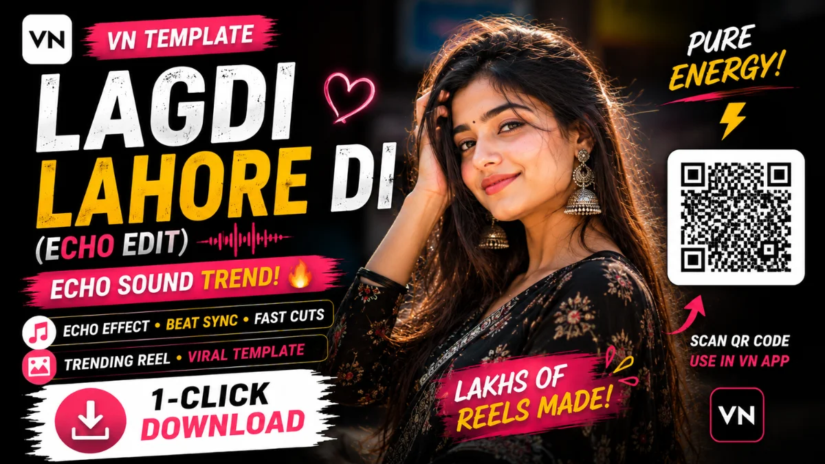 Lagdi Lahore Di VN Template QR Code Download 2026 | Echo Sound Beat Edit