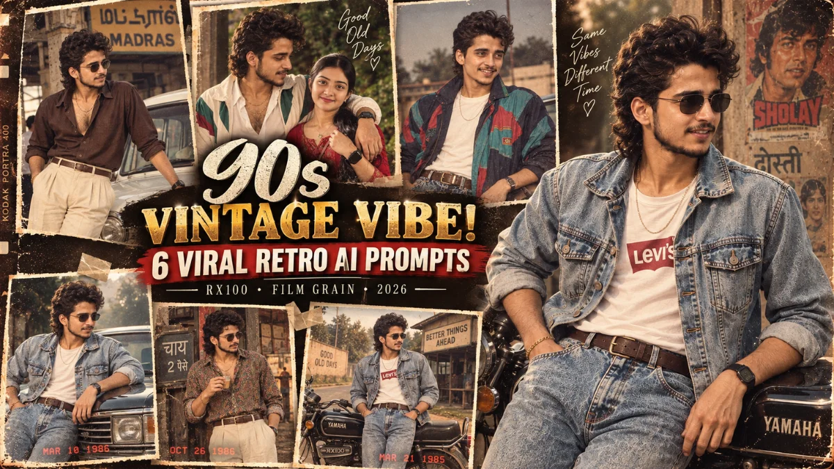 Top 6 Viral 90s Retro Aesthetic Chatgpt AI Prompts for Men's Portraits 2026