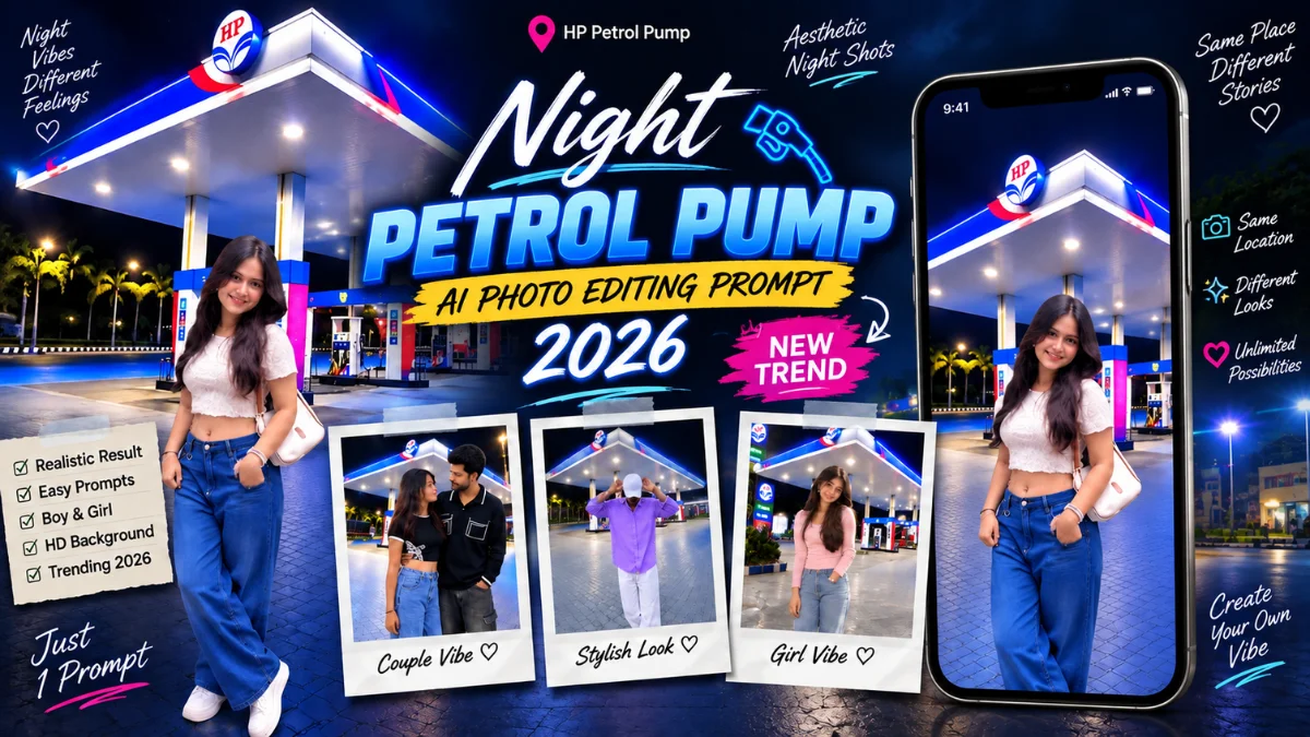 Night Petrol Pump Chatgpt AI Photo Prompt 2026 | Viral Instagram Trend!