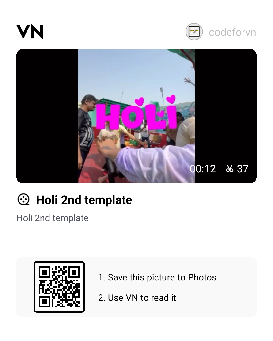 Are Dham, O Dham, Holi Special Vn Qr Code Template
