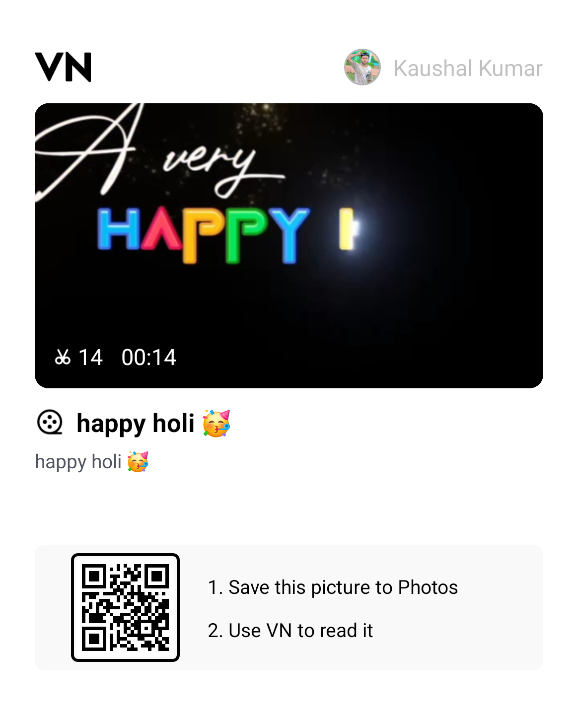 Wishing you all a Very Happy Holi VN Code Free Template