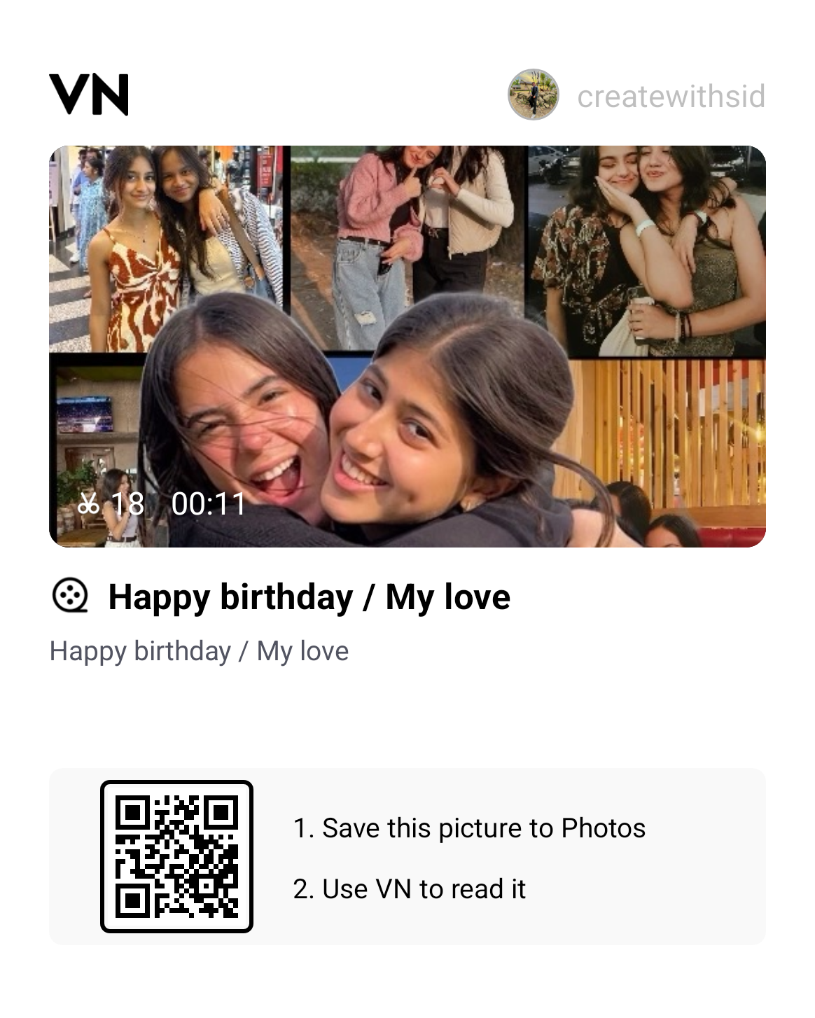 Happy Birthday My Love VN Qr Code Template
