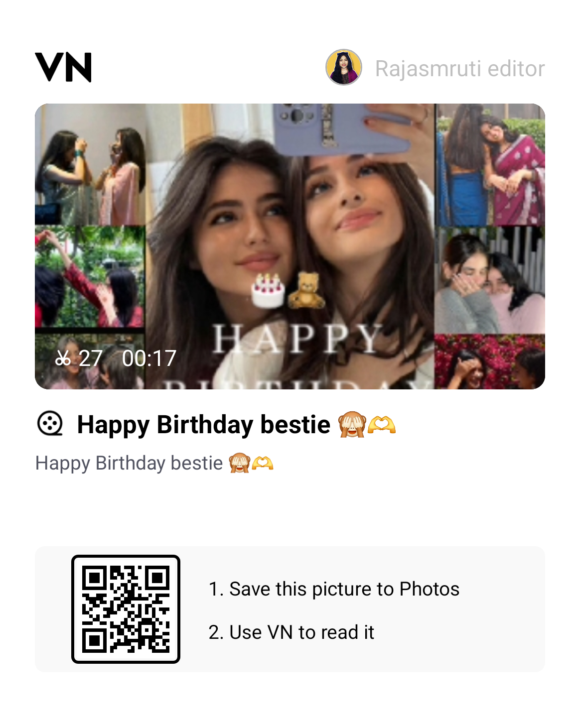Happy Birthday My Bestie VN Qr Code Template 2026