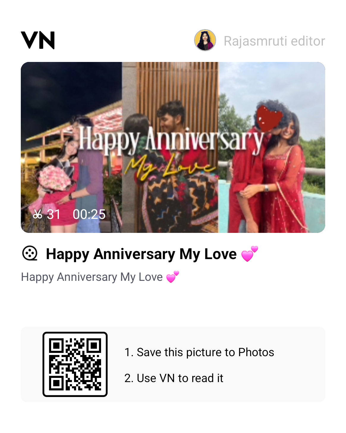 Happy Anniversary My Love VN QR Code Template