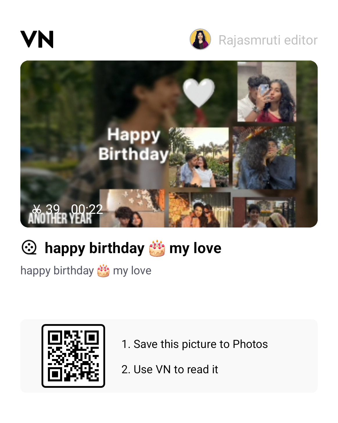 Happy Birthday Love VN Qr Code Template 2026