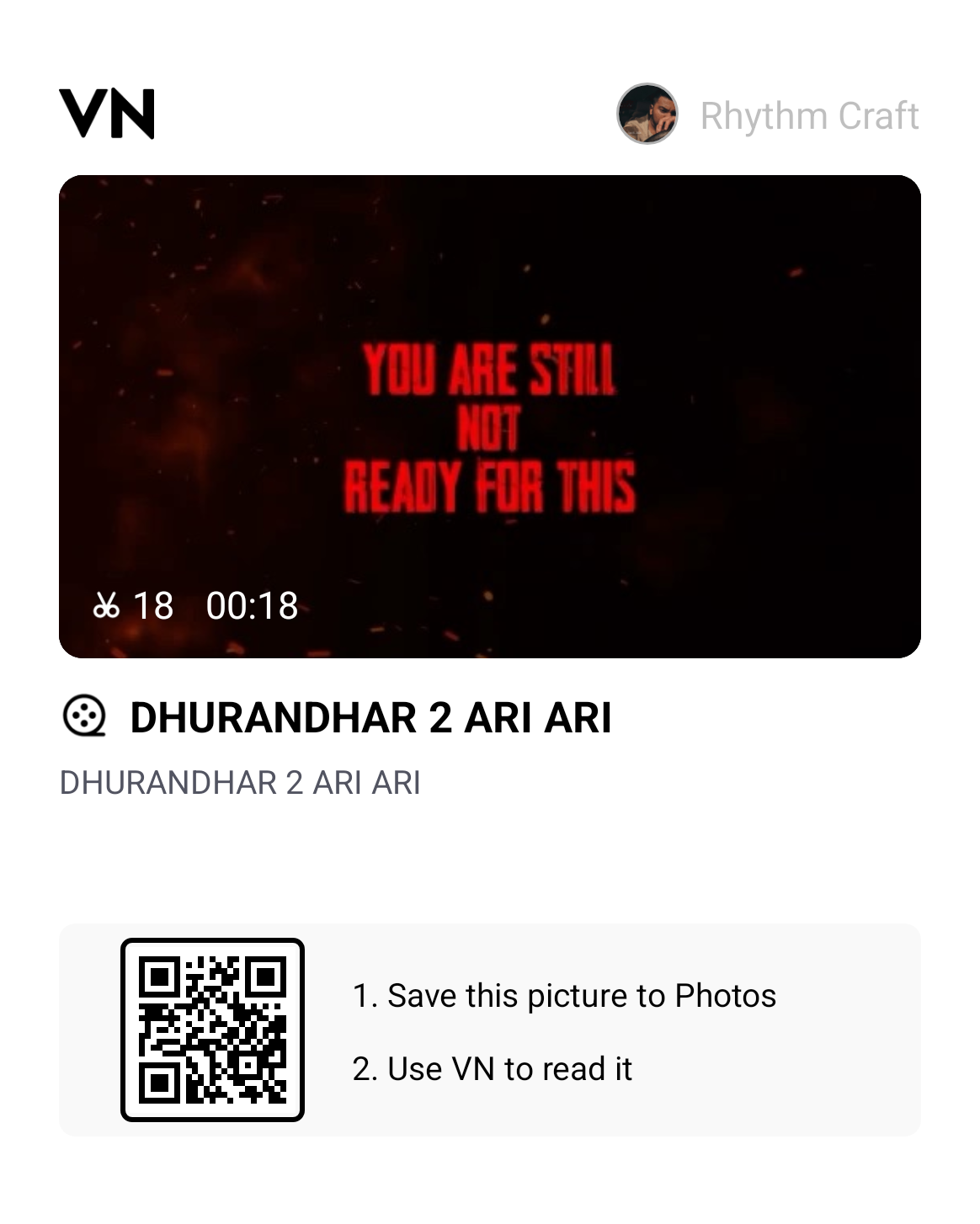 Viral Dhurandhar 2 Ari Ari VN Qr Code Template 2026