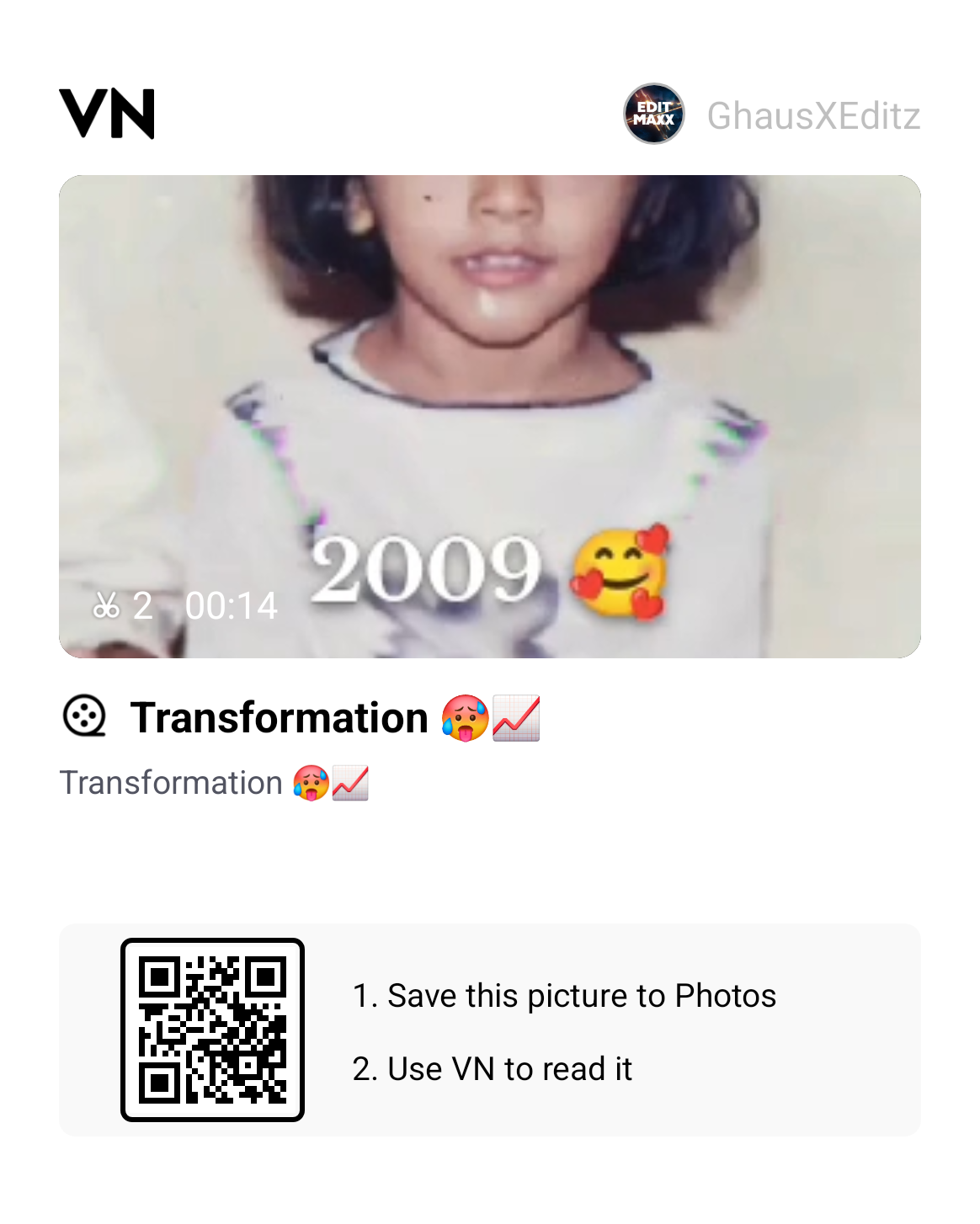 Chingon Song Transformation Reel VN Qr Code Template 2026