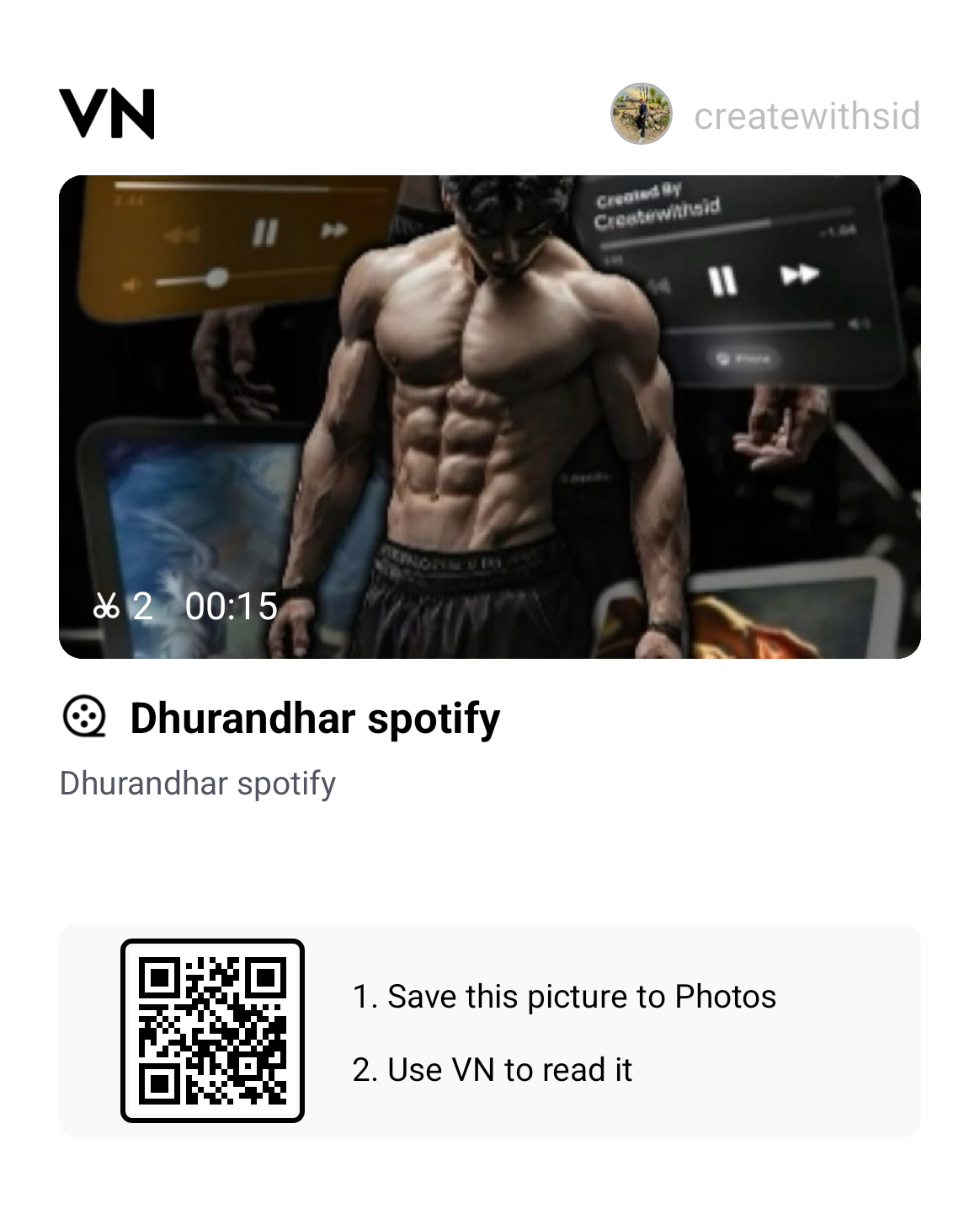 Dhurandhar Song Viral Gym Reel VN Qr Code Template 2026