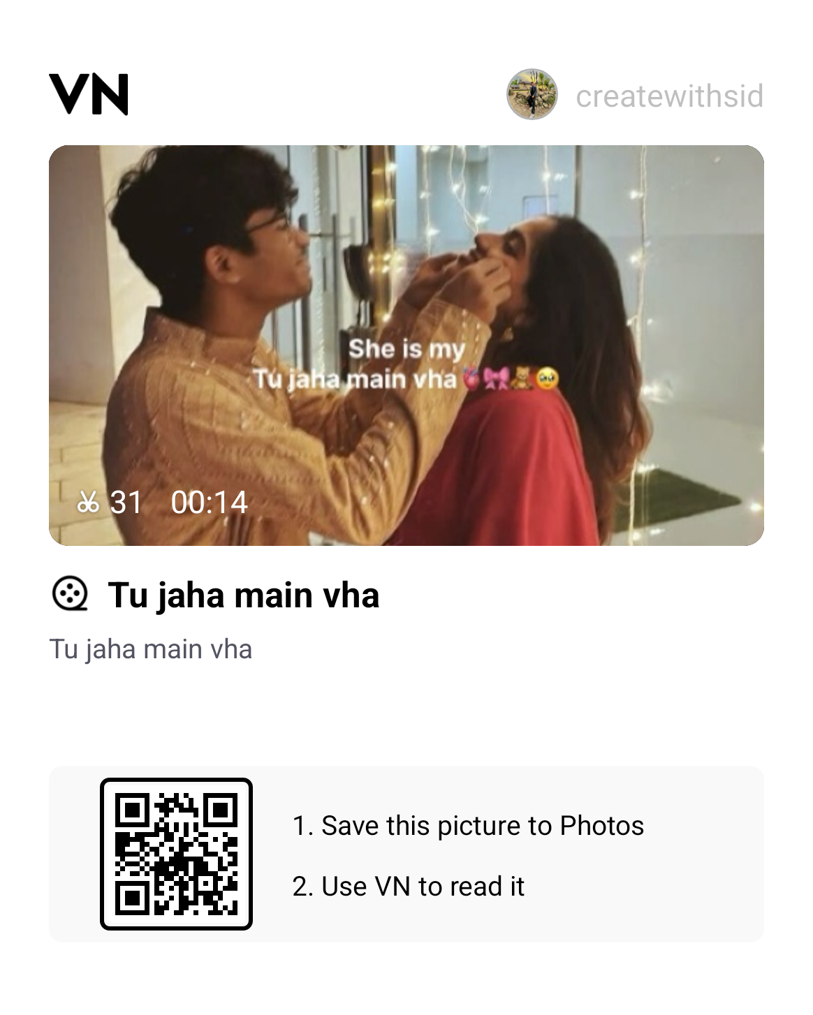 Tu Jaha Main Vha Song Couple Together Moments Vn Template 2026